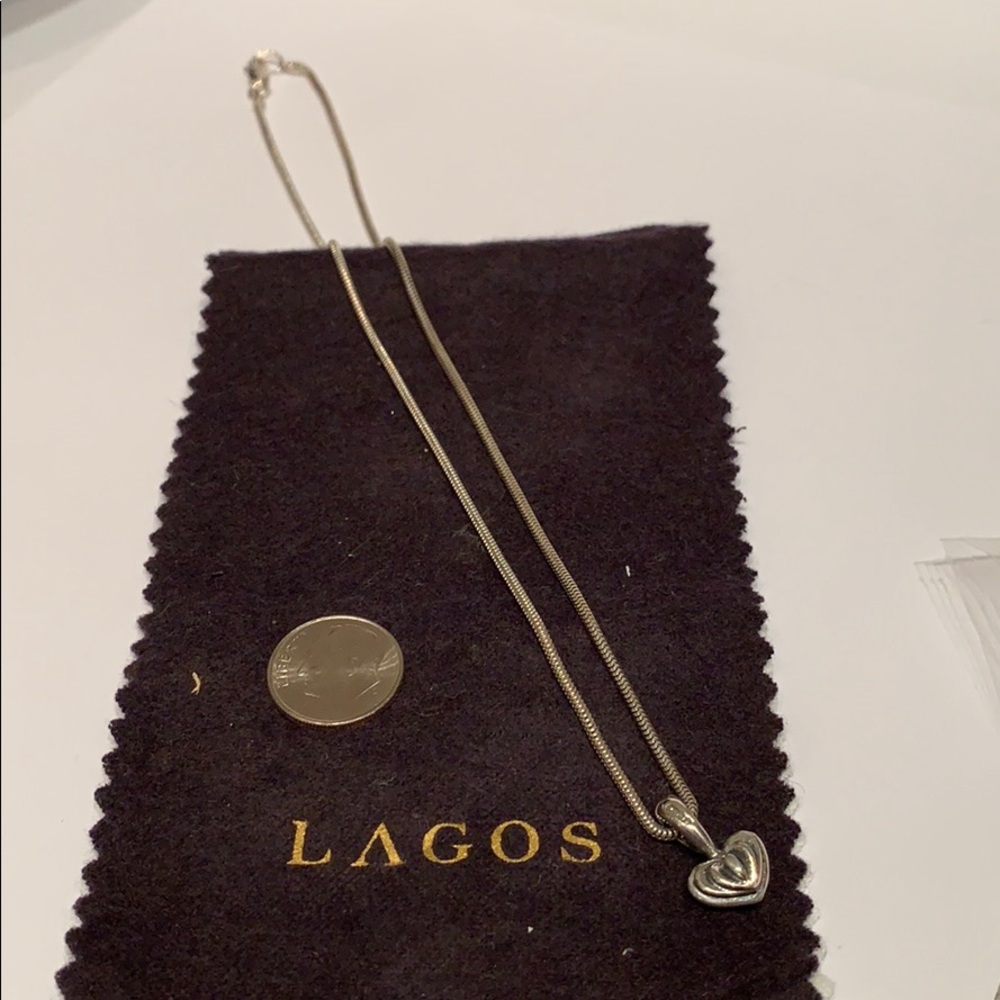 LAGOS SS 925 Fluted Heart on 16” snake chain NWT